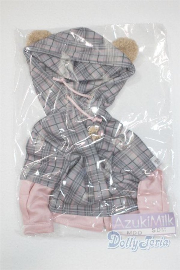 画像1: MDD/OF:くまチェックレイヤード風パーカー　AzukiMilk/0 A-25-08-13-034-NY-ZA (1)