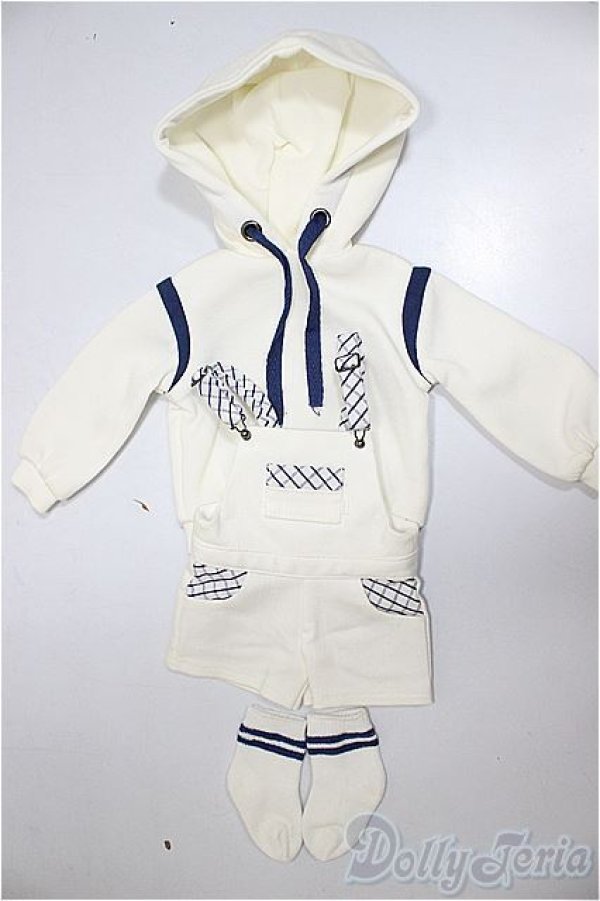 画像1: SDM＆MSD/OF:ホワイト x チェックサロペットセット/1/4　40ｃｍ　BJD　MJD　衣装　ドール用 A-25-09-24-214-NY-ZA (1)