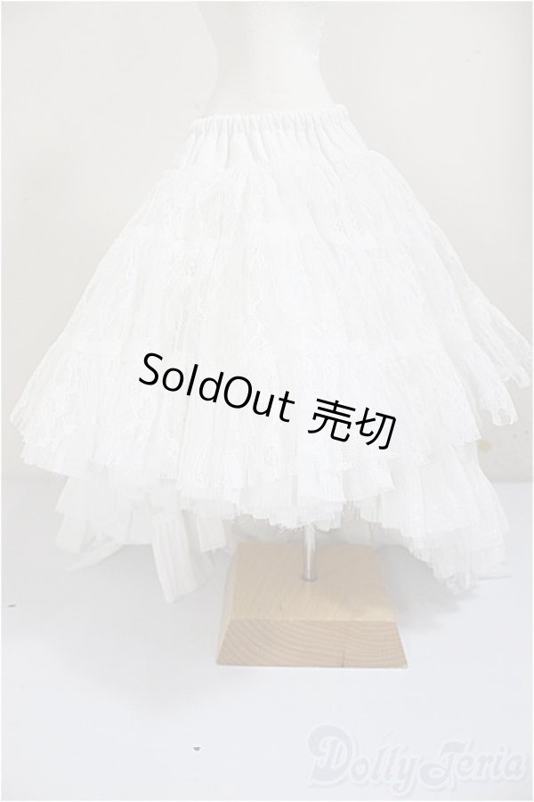 画像1: SD/OF:リバーシブル・プリンセスぽんぽんパニエ（白・レース）/1/3　60ｃｍ　BJD　MJD　衣装　ドール用 A-25-10-29-168-NY-ZA (1)
