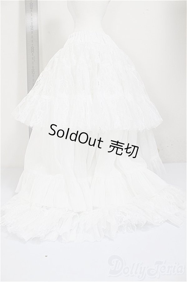 画像2: SD/OF:リバーシブル・プリンセスぽんぽんパニエ（白・レース）/1/3　60ｃｍ　BJD　MJD　衣装　ドール用 A-25-10-29-168-NY-ZA (2)