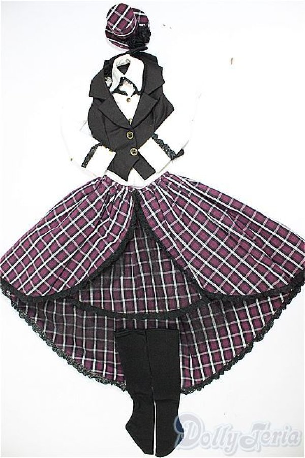 画像1: DD/OF:バックロングスカートセット (紫チェック)  A-26-02-11-382-WT-ZA (1)