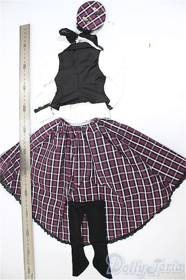 画像2: DD/OF:バックロングスカートセット (紫チェック)  A-26-02-11-382-WT-ZA (2)