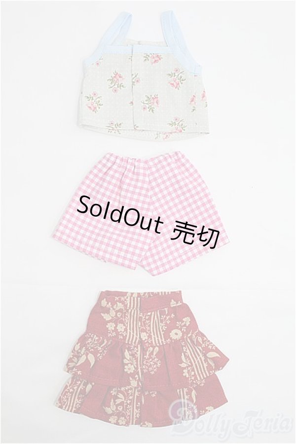 画像2: MSD/OF バラセット キャミトップ+フリルスカート+ギンガムショートパンツ/1/4　40ｃｍ　BJD　MJD　衣装　ドール用 I-25-10-26-361-YB-ZI (2)