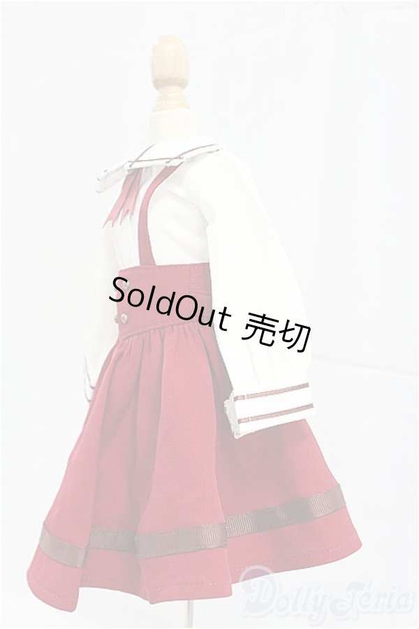 画像2: SDM/OF:ボルドーサスペンダーセット・ミニ/1/4　40ｃｍ　BJD　MJD　衣装　ドール用 I-25-11-16-033-KD-ZI (2)