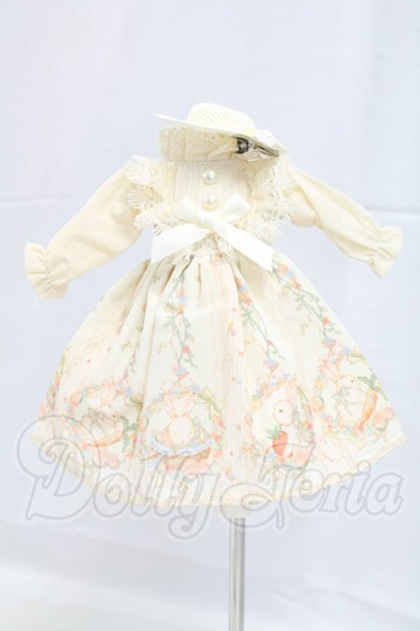 画像1: 幼SD/OF:うさぎ柄ワンピースセット(Xmya製) I-26-04-05-214-KD-ZI (1)