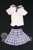 画像1: azoneピュアニーモ/OF:25cmサイズドール　衣装　PNM 白襟チェックセーラー服セット I-26-05-21-182-KD-ZI (1)