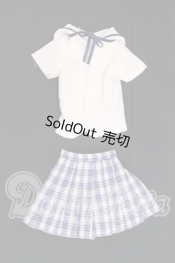 画像1: azoneピュアニーモ/OF:25cmサイズドール　衣装　PNM 白襟チェックセーラー服セット I-26-05-21-182-KD-ZI (1)