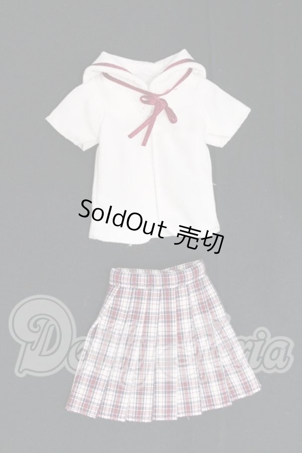 画像1: azoneピュアニーモ/OF:25cmサイズドール　衣装　PNM 白襟チェックセーラー服セット I-26-05-21-183-KD-ZI (1)