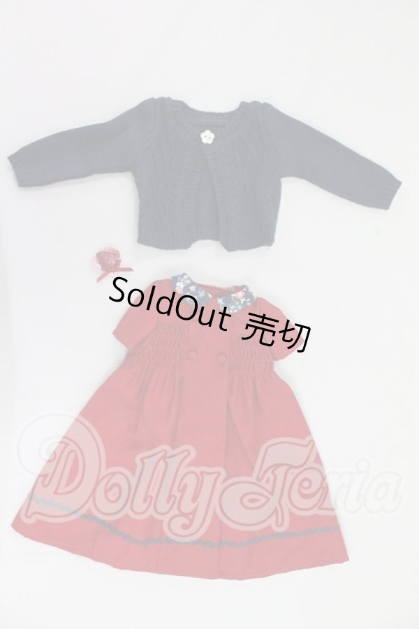 画像3: SDM＆MDD/OF：よそゆきワンピセット（ダークレッド）・ミニ I-26-07-09-318-KD-ZI (3)