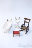 画像1: 1/12ミニチュア陶器バスタブ＆木製チェア Y-25-01-22-078-KD-ZY (1)