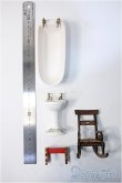 画像2: 1/12ミニチュア陶器バスタブ＆木製チェア Y-25-01-22-078-KD-ZY (2)