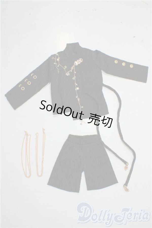 画像1: SDM＆MSD/OF:スタイリッシュ中華服 黒:短パン U-25-12-10-057-TN-ZU (1)