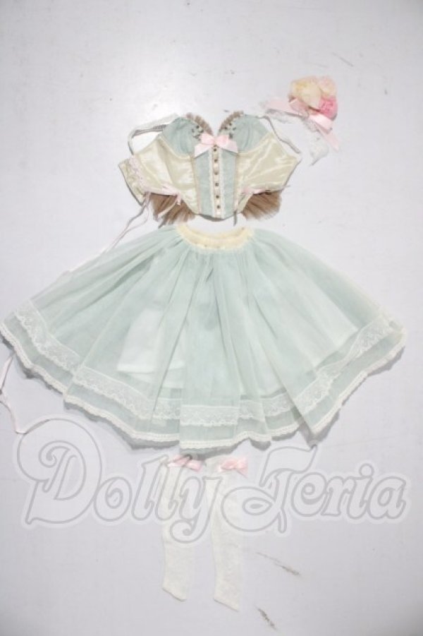 画像1: SMD/ミントブルー・コルセットドレス・ミニ U-26-03-25-182-TN-ZU (1)