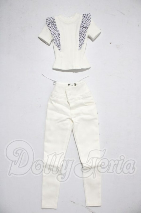 画像1: DD/OF:ホワイト×チェックスキニーセット A-26-04-08-1056-TN-ZU (1)