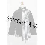 画像: SD13BOY/OF:ストライプ切替シャツ:玄米茶様製 S-24-12-29-368-GN-ZS