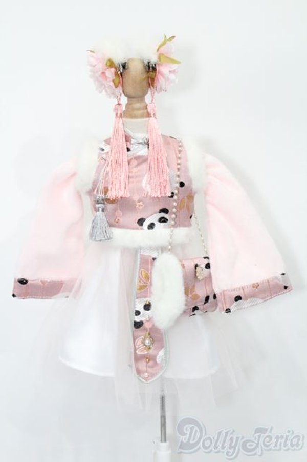 画像1: MDD/OF サクライロPANDAチャイナドレス S-25-11-09-568-TO-ZS (1)