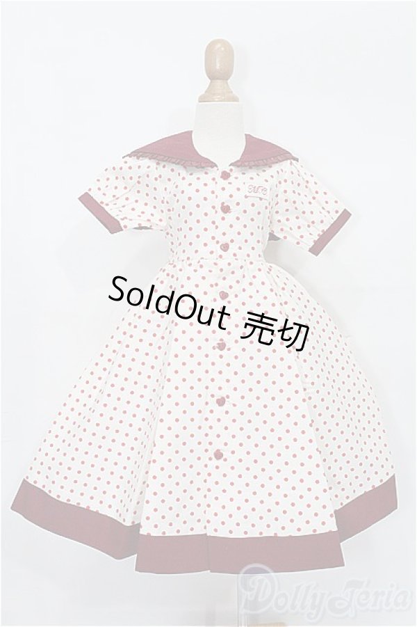画像1: 60cmドール/OF ドット柄エプロンワンピース(Melody.C様製) S-25-12-21-177-TO-ZS (1)